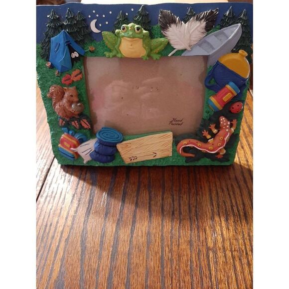 3D Camping Vacation Summer Camp 3.5x5 Handpainted Picture Frame - Picture 1 of 4